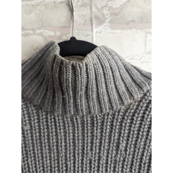 BCBG MAXAZRIA One Size Womens Sweater Poncho Heavy Knit Mock Neck Grey Gray - Picture 7 of 11